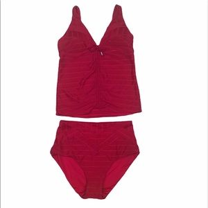 Becca 2 piece multi way wear dark red tankini swimsuit